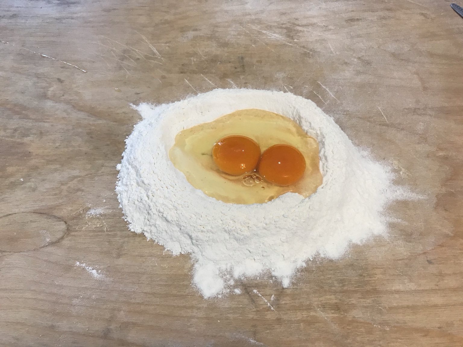 Fresh pasta dough with eggs and flour